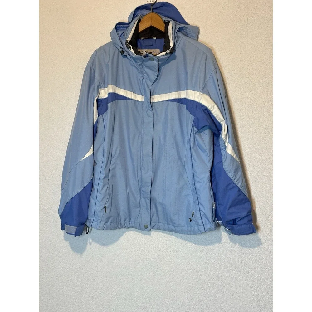 Columbia‎ Vertex Womens Large Jacket Coat Blue Nylon Waterproof Stow Away Hood